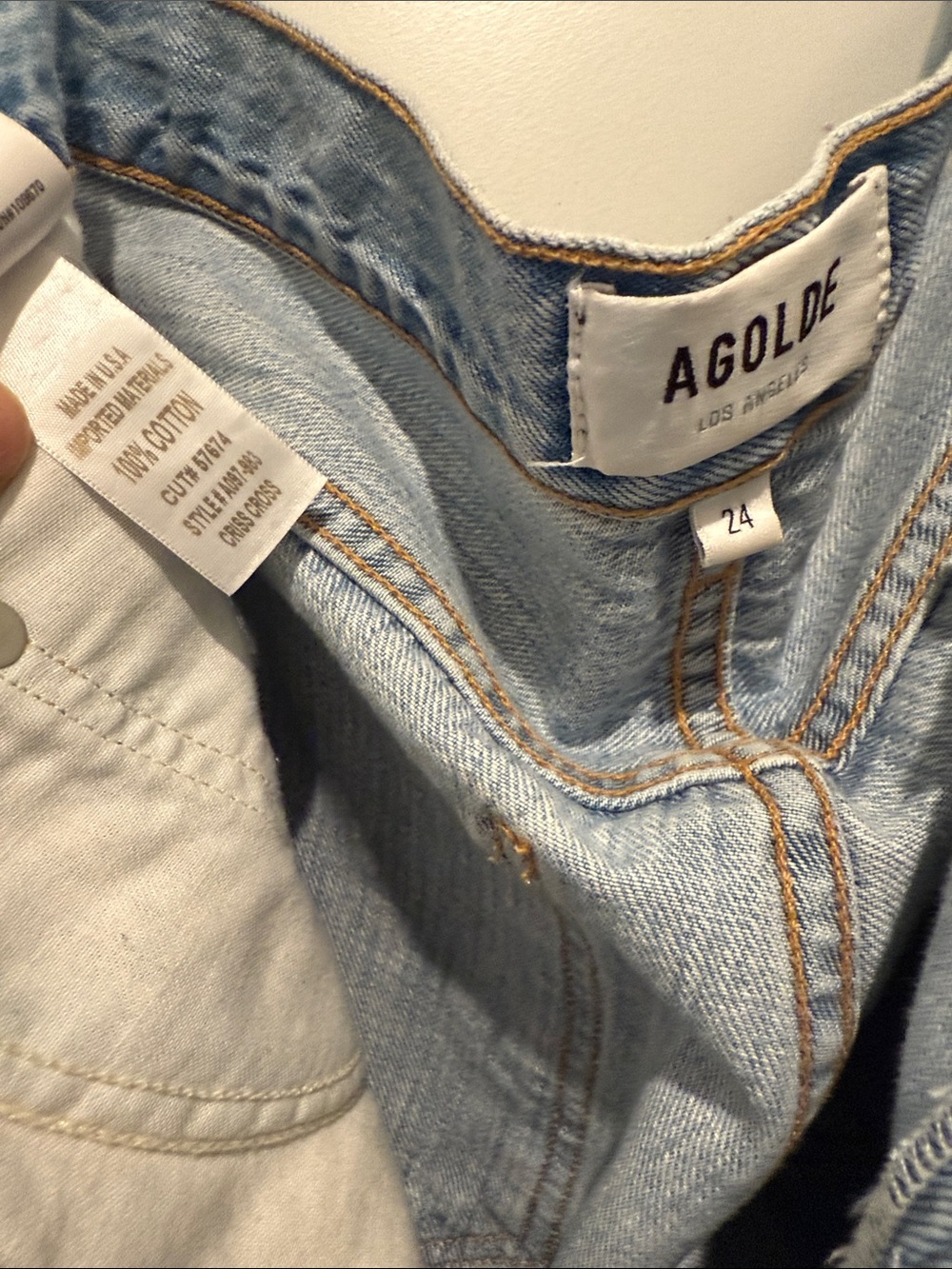 Agolde Light Blue High-Rise Button-Fly Jeans criss cross sz 24 - Picture 2 of 2